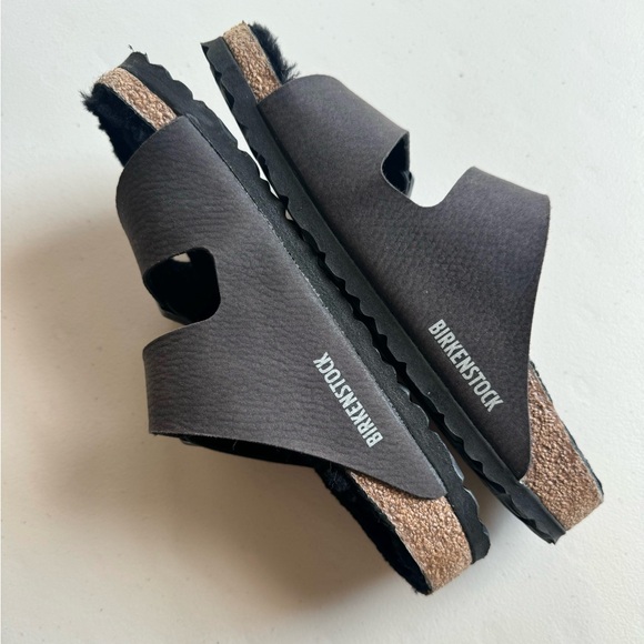 Birkenstock Arizona Shearling Synthetics Desert Dust Black 38 - Picture 9 of 10